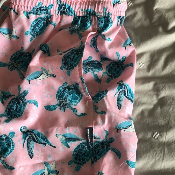 John Frank gym/swim shorts in pink with turquoise turtles print, side pockets, S - Picture 6 of 15